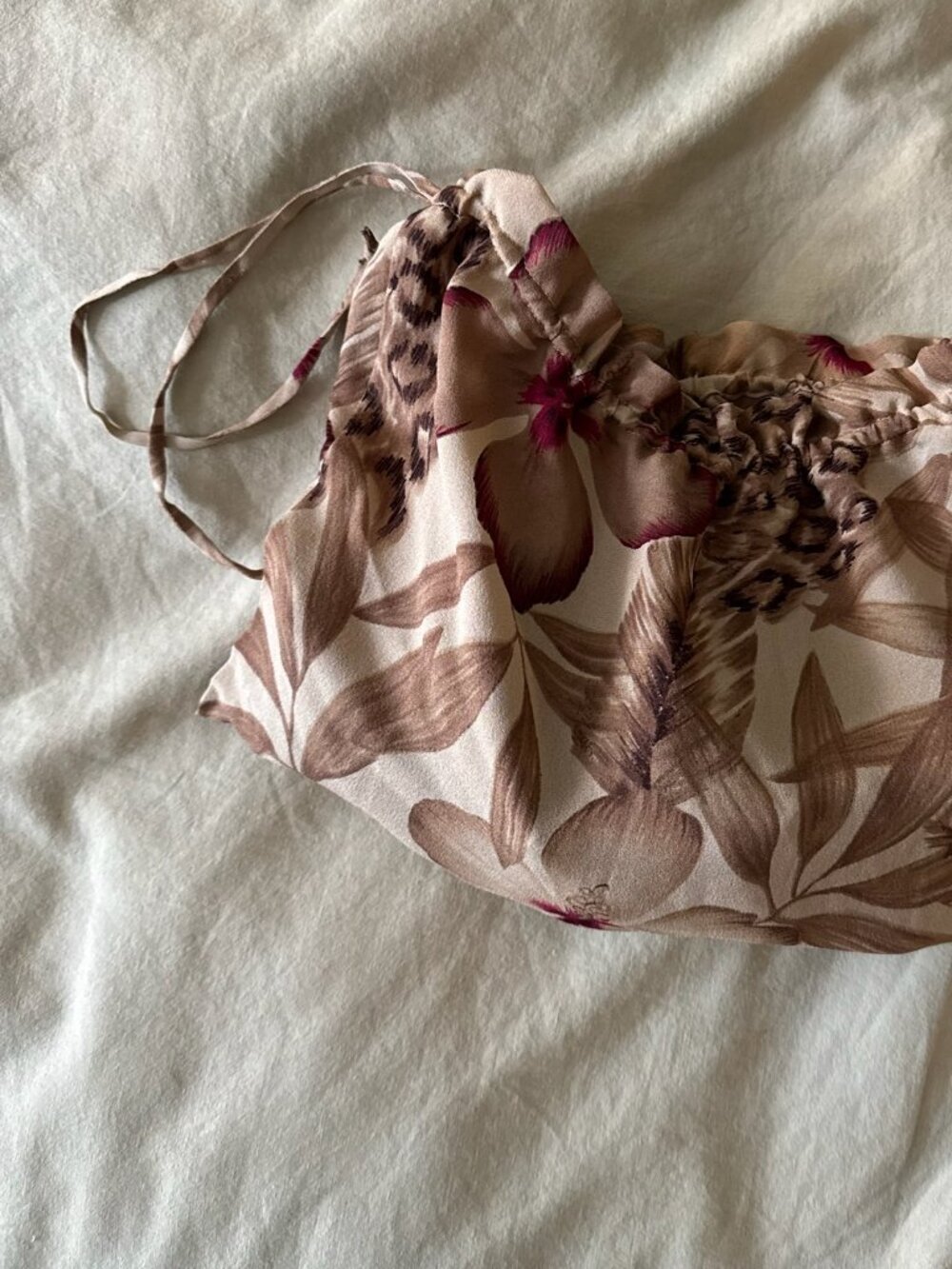 Dana Buchman Silk Tropical Print Small Drawstring Bag